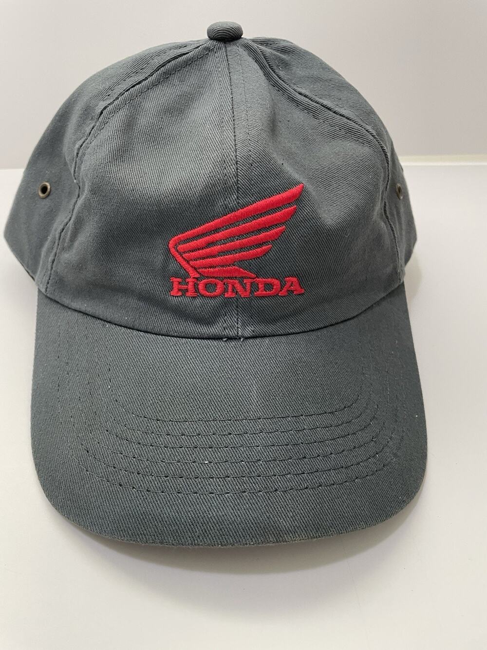 Honda Hat Baseball Cap Gray Red Embroidered Logo Motorcycle Racing